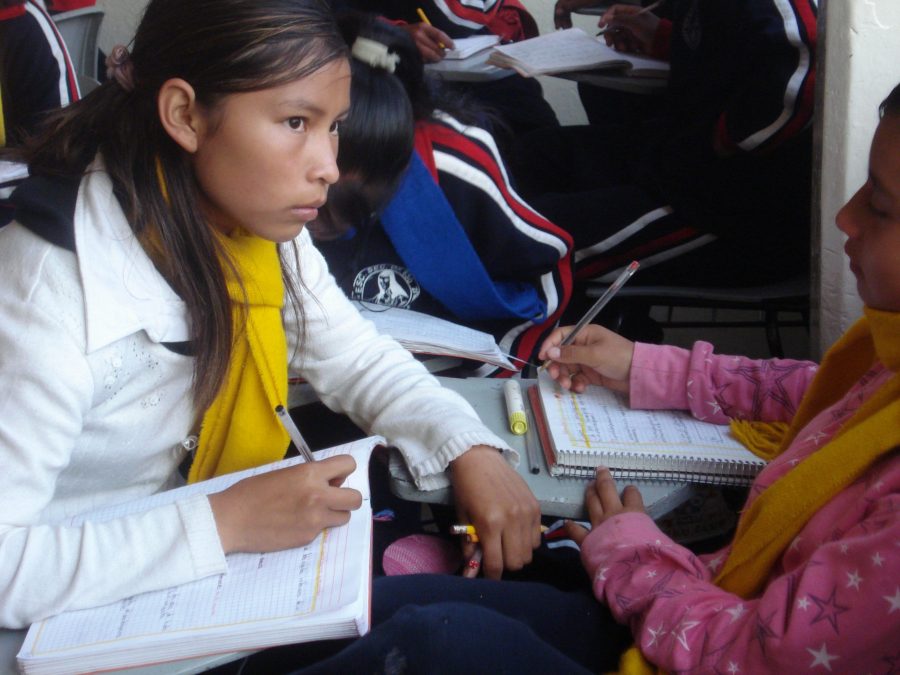 Imagen Divulgación por José G. Luiz Lembo trae dos chicas estudiando. La fotografia ilustra la nota de prensa producida por ALER sobre el debate de Educación de Personas Jóvenes y Adultas hacia su institucionalidad