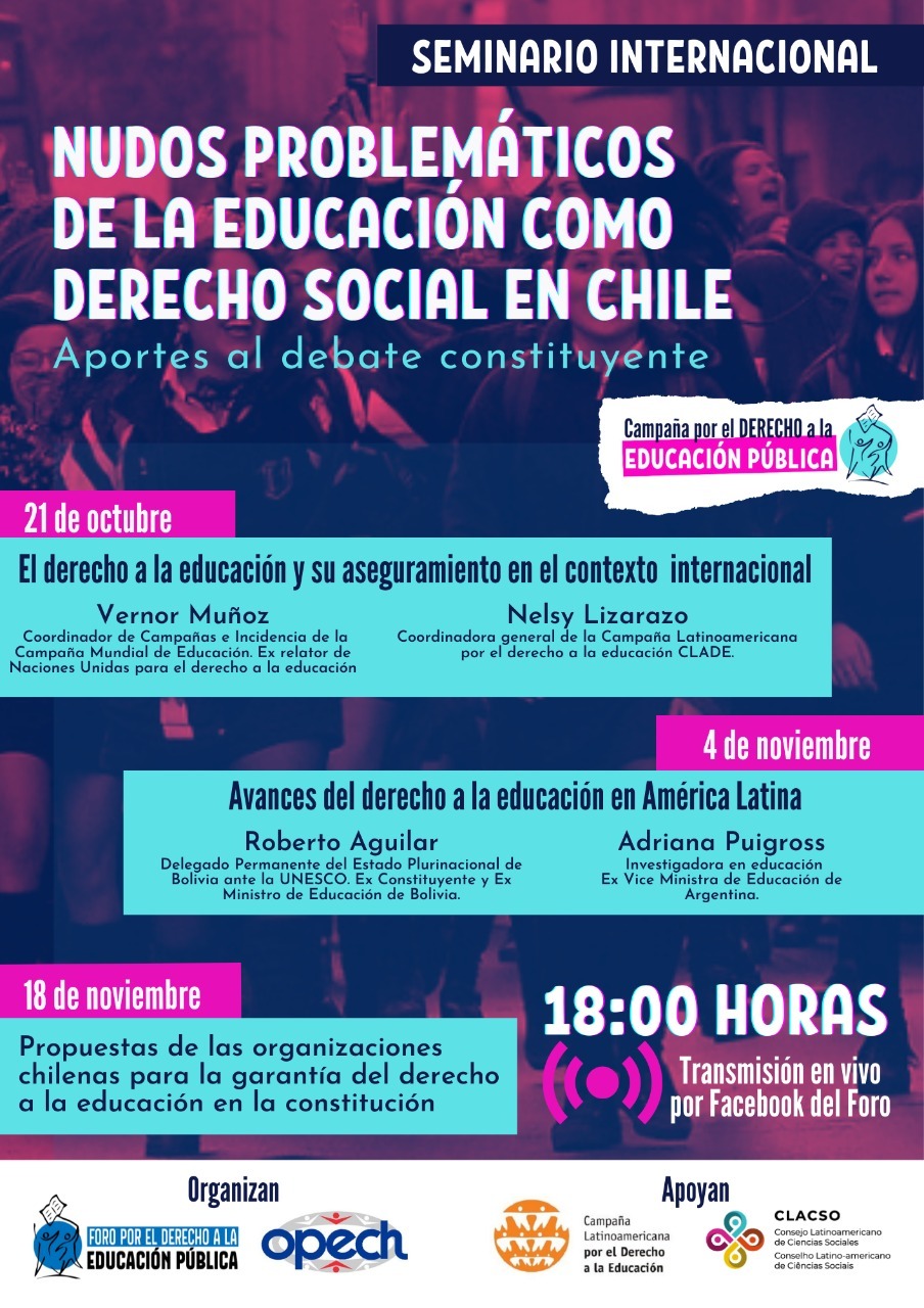 El Foro por el Derecho a la Educación Pública de Chile ha formado parte de un intenso debate sobre el concepto de “libertad de enseñanza”. El seminário habló del derecho a la educación pública